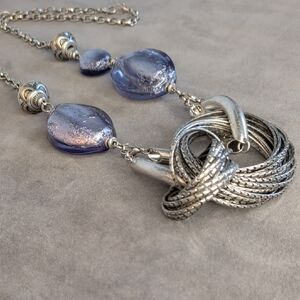 Silver Knot Pendant Necklace with Beads